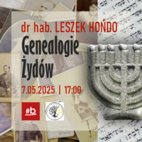 Plakat wykładu Leszka Hońdo "Genealogie Żydów"