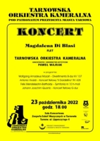Plakat koncertu Magdaleny Di Blasi i Tarnowskiej Orkiestry Kameralnej