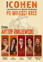 plakat wydarzenia, żółty, pod spodem zdjęcia muzyków