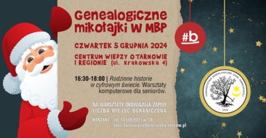 Plakat warsztatów genealogicznych dla seniorów