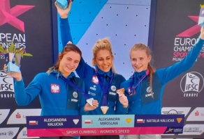 Podium Mistrzostw Europy we wspinaczce sportowej na czas kobiet