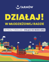 plakat z napisem "Działaj! w młodzieżowej radzie", wypełnij formularz i dołącz do biura MRM