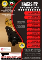 Plakat bezpłatnych zajęć strzeleckich