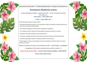 Plakat Kreatywnej Akademii Letniej