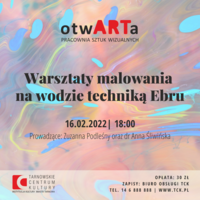 Plakat warsztatów malowania na wodzie techniką Ebru