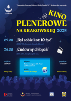 Plakat kina plenerowego na Krakowskiej