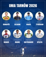 Plakat przedstawiający żużlowców Unii