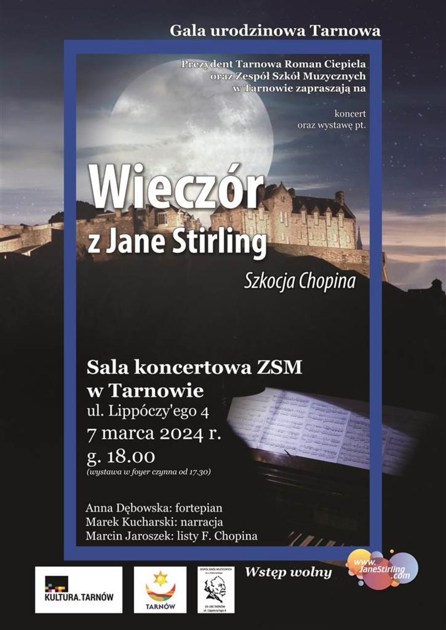 Plakat koncertu audiowizualnego „Wieczór z Jane Stirling”