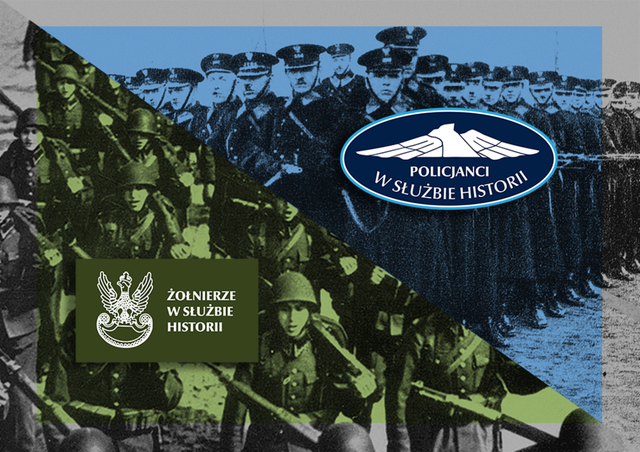 Plakat konkursów "Policjanci w służbie historii" i "Żołnierze w służbie historii"