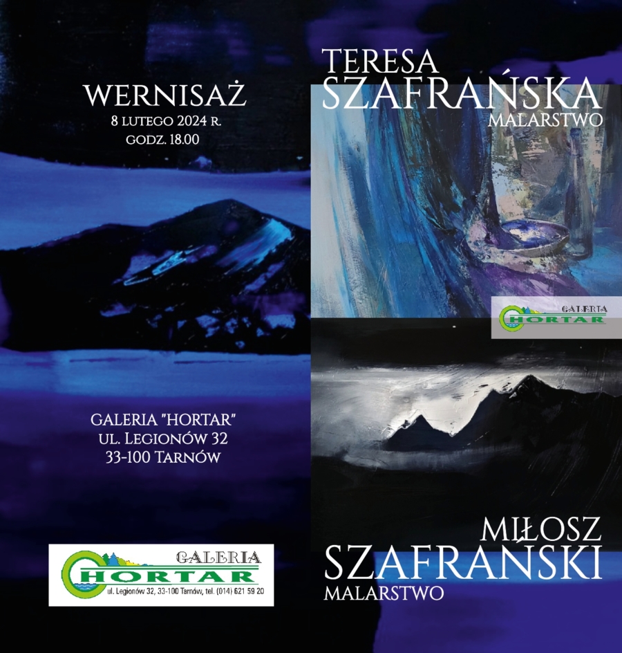 Plakat wystawy malarstwa Teresy Szafrańskiej i Miłosza Szafrańskiego