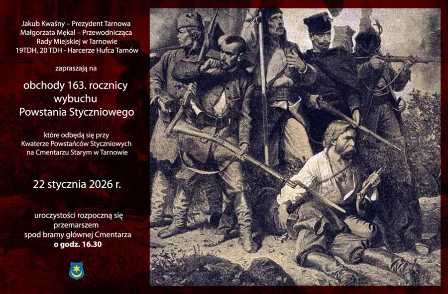 Plakat obchodów 163. rocznicy wybuchu powstania styczniowego