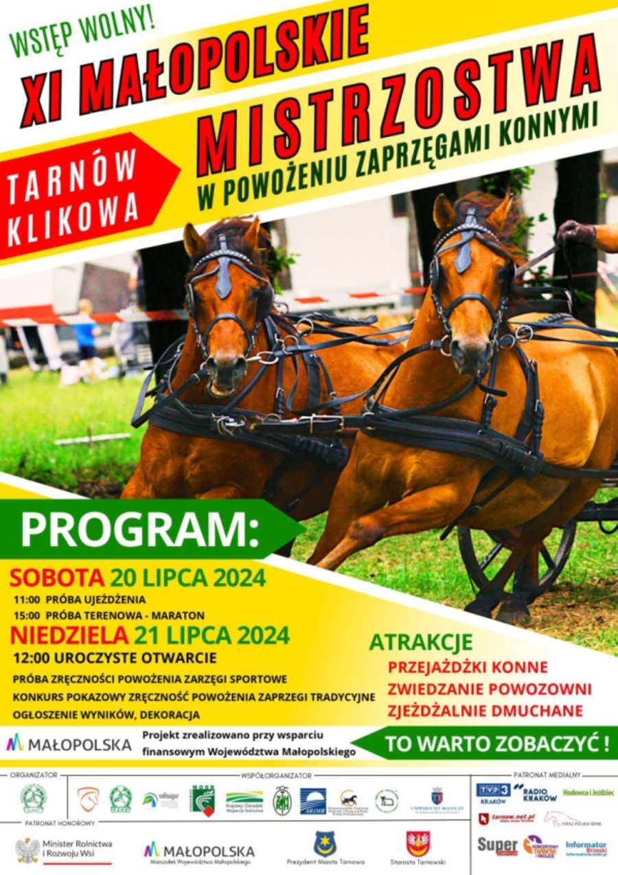Plakat Małopolskich Mistrzostw w Powożeniu Zaprzęgami Konnymi