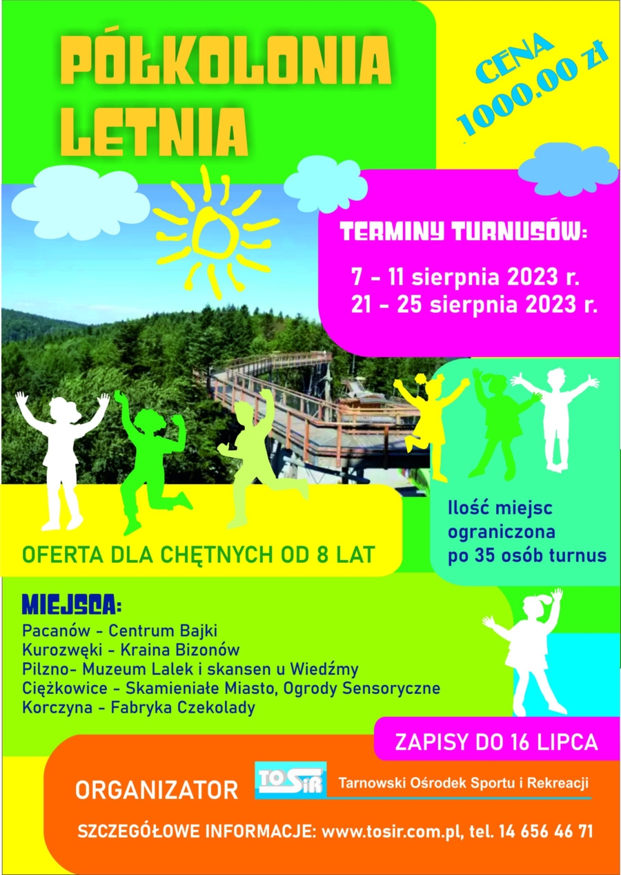 Plakat półkolonii z TOSiR-em