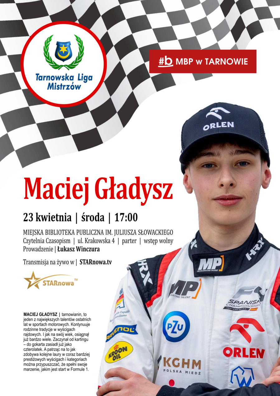 Plakat spotkania z Maciejem Gładyszem