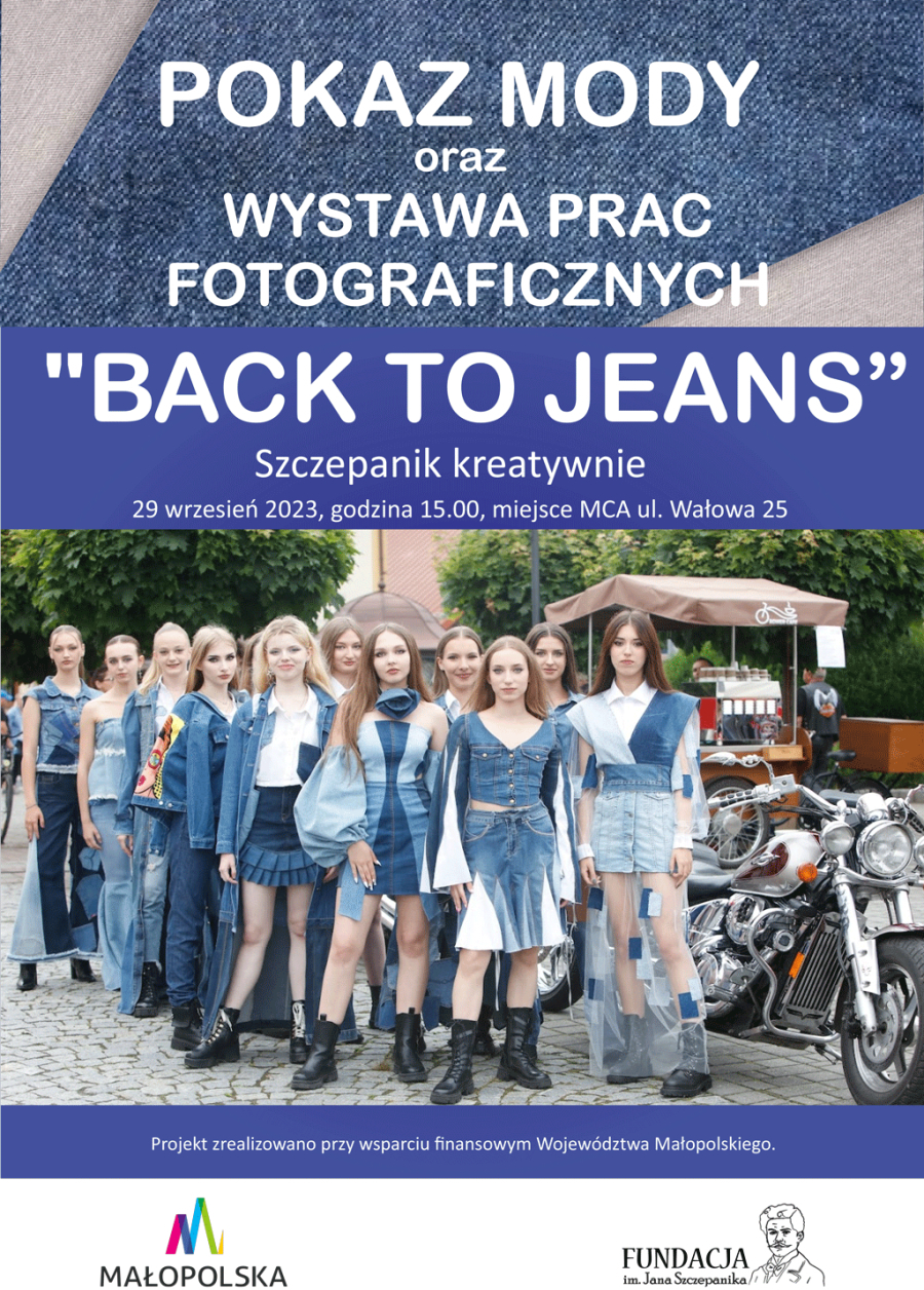 Plakat pokazu mody "Back to jeans"
