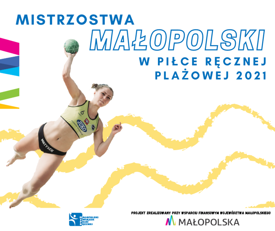 Plakat Mistrzostw Małopolski w plażowej piłce ręcznej