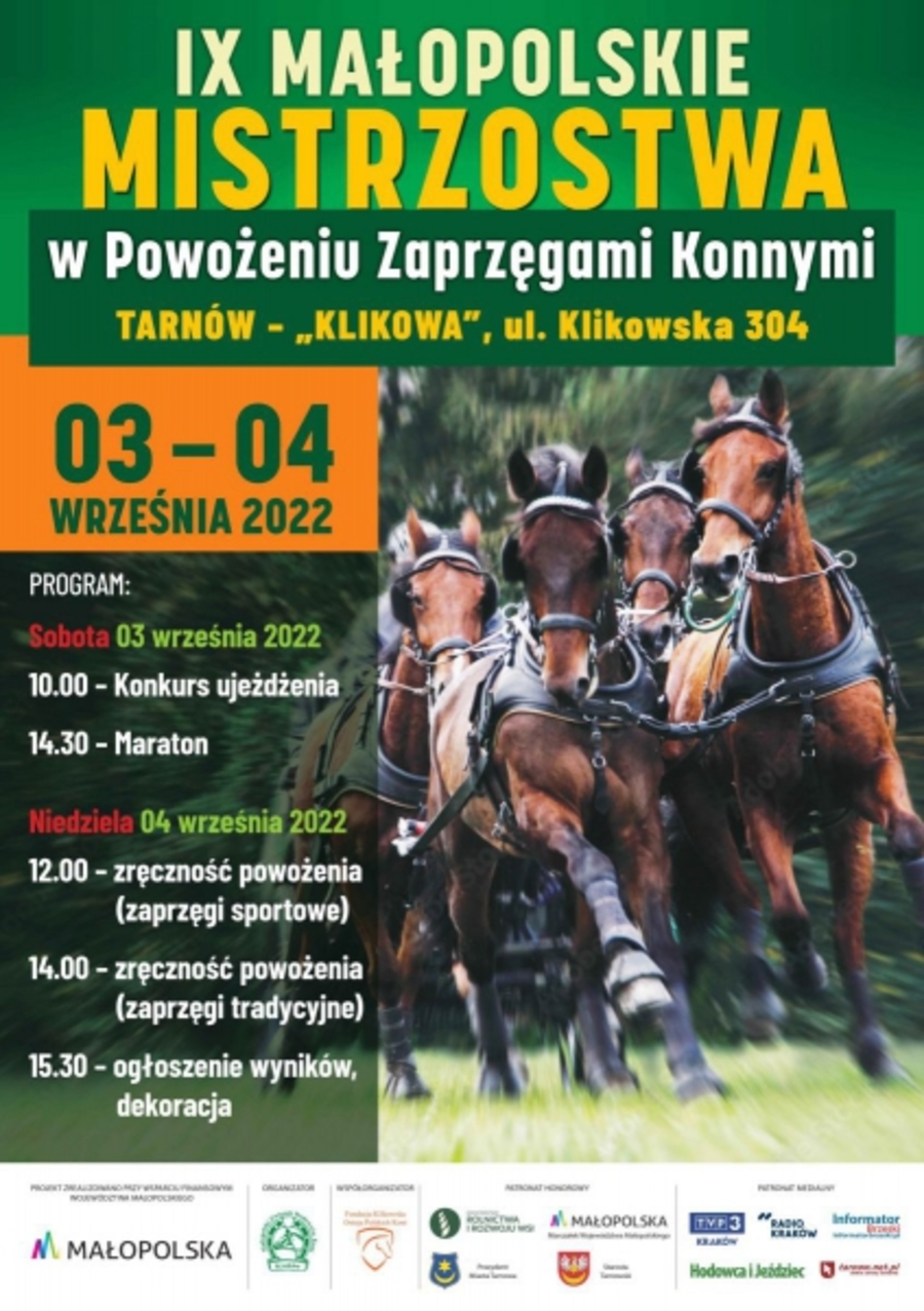 Plakat IX Małopolskich Mistrzostw w Powożeniu Zaprzęgami Konnymi