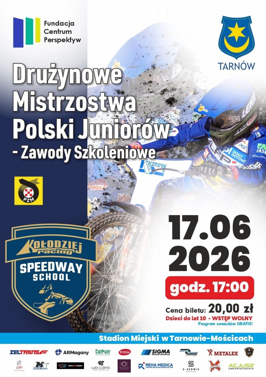 Plakat zawodów szkoleniowych DMPJ na żużlu