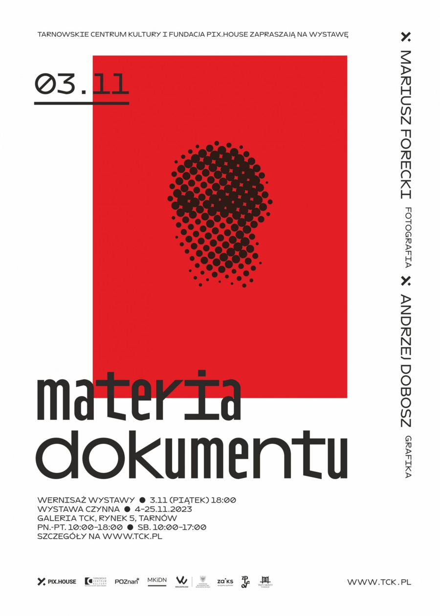 Plakat wystawy "Materia dokumentu"