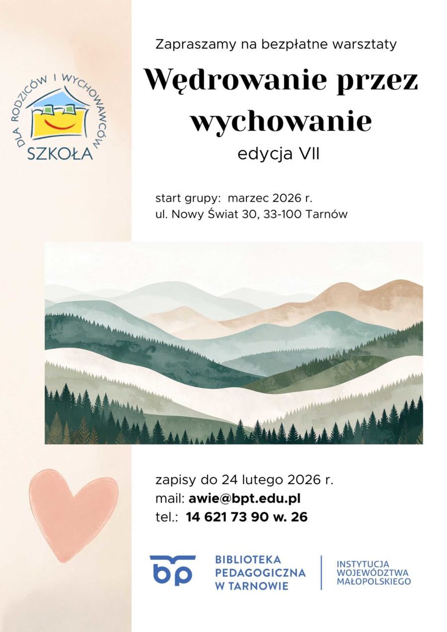 Plakat warsztatów „Wędrowanie przez wychowanie”