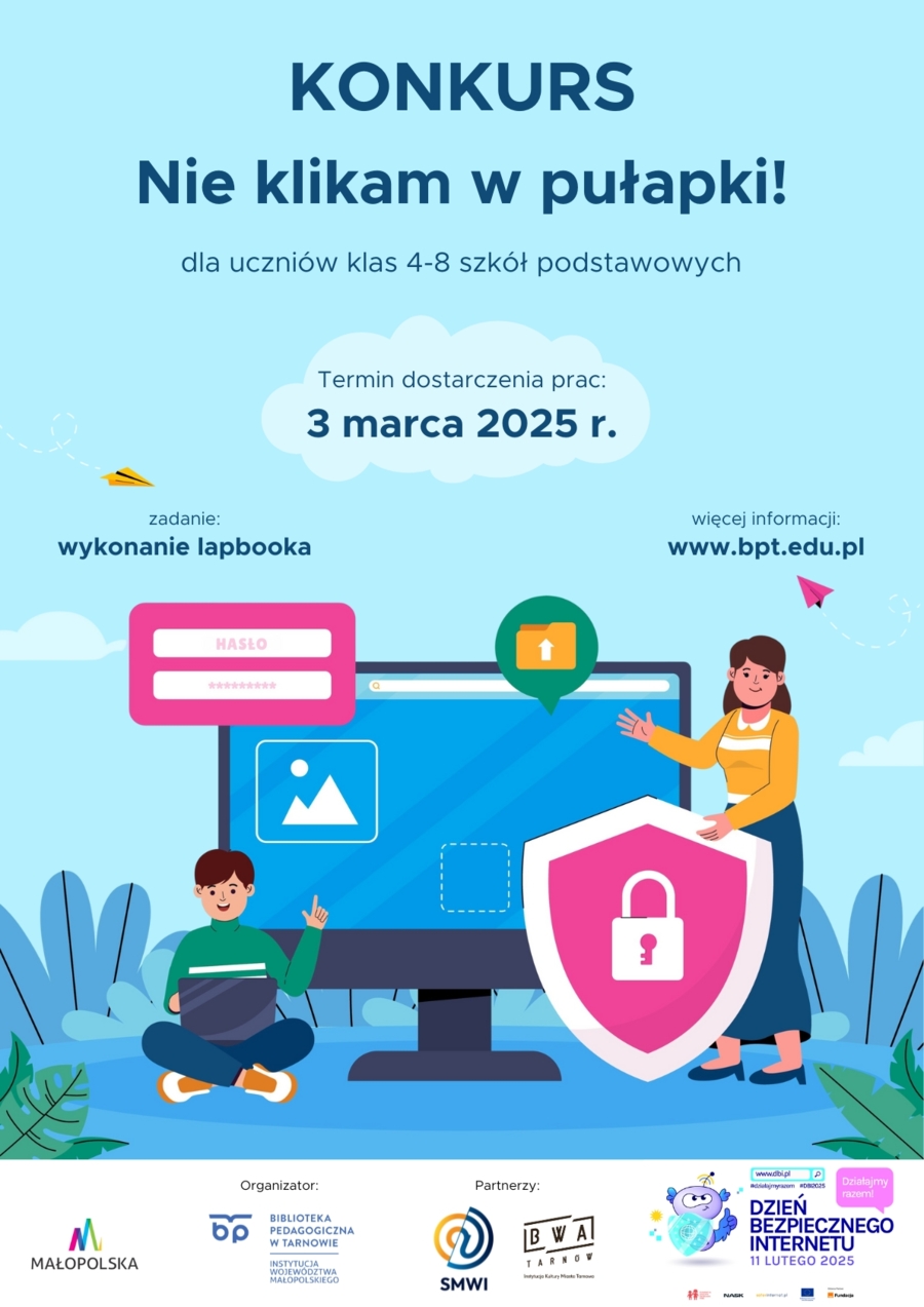 Plakat konkursu "Nie klikam w pułapki"