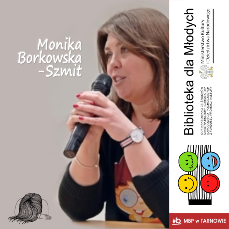 Plakat spotkania z Moniką Borkowską-Szmit