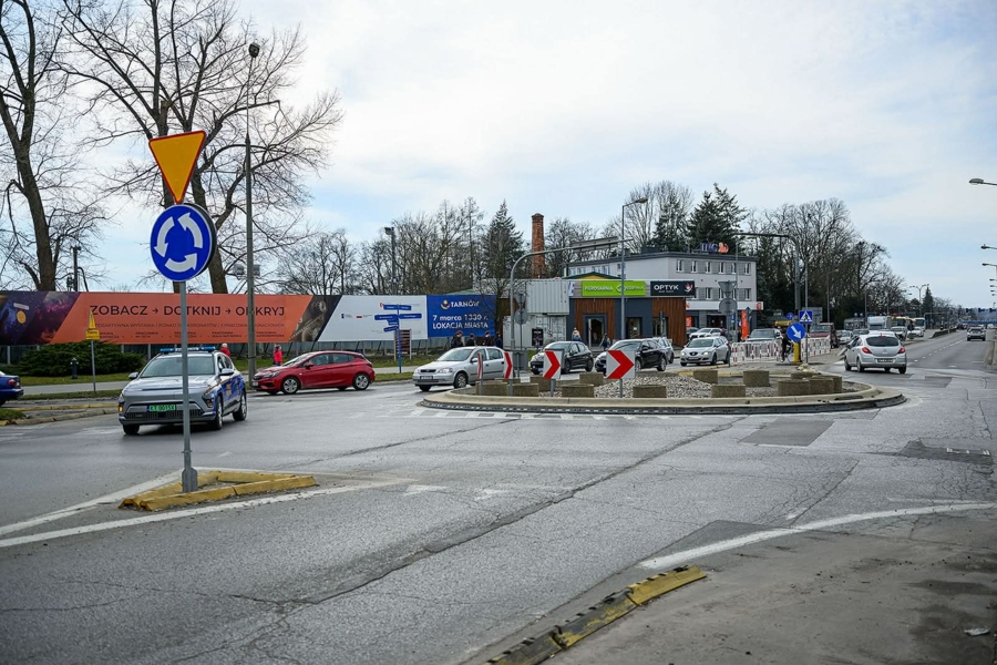 Na zdjęciu aktualne rondo tymczasowe znajdujące się w okolicy dawnego Owintaru