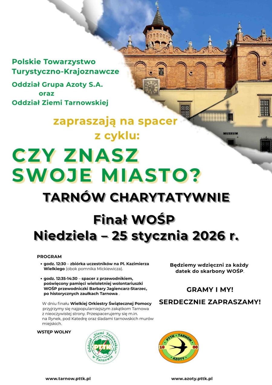 Plakat spaceru "Tarnów charytatywnie"