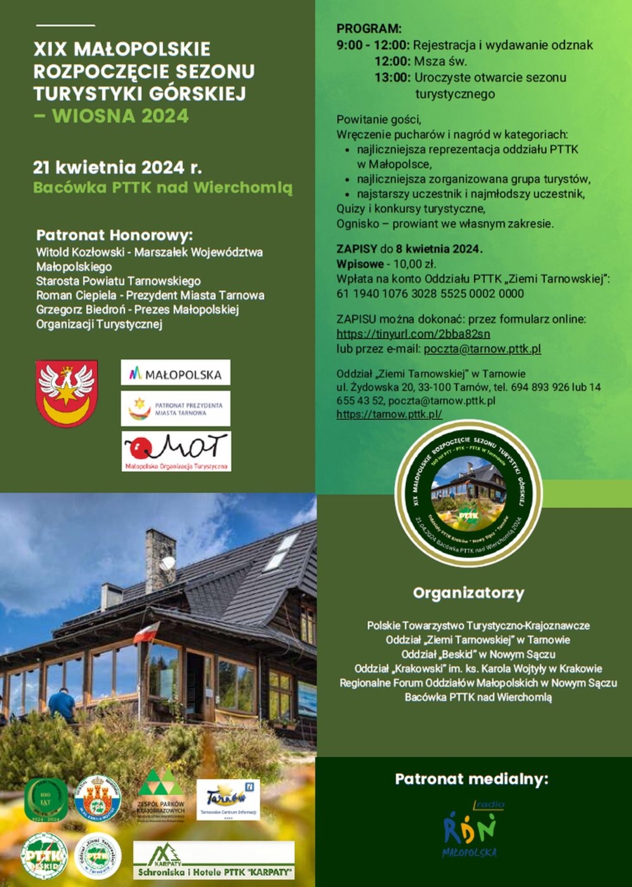 Plakat XIX Małopolskiego Rozpoczęcia Sezonu Turystyki Górskiej