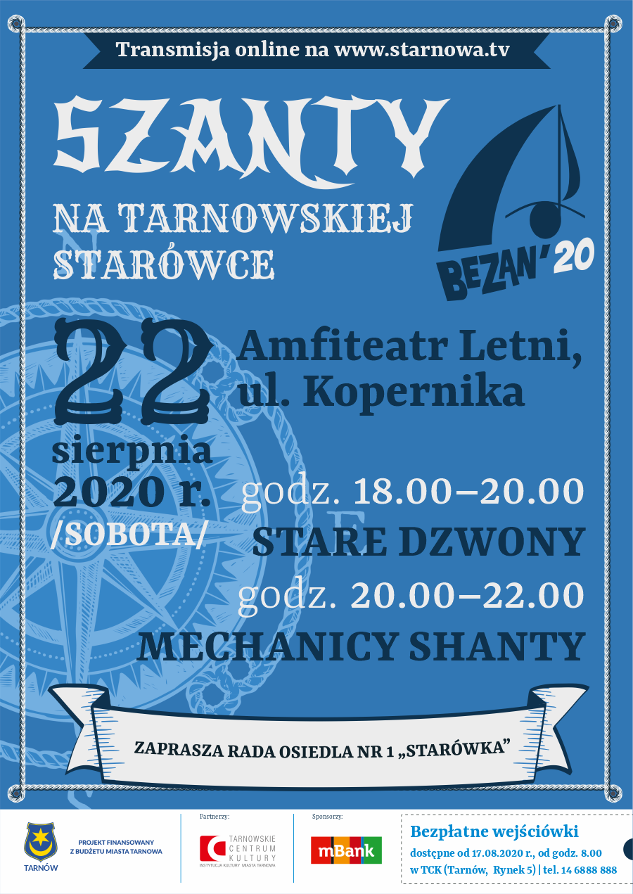 Plakat koncertu "Szanty na tarnowskiej Starówce"