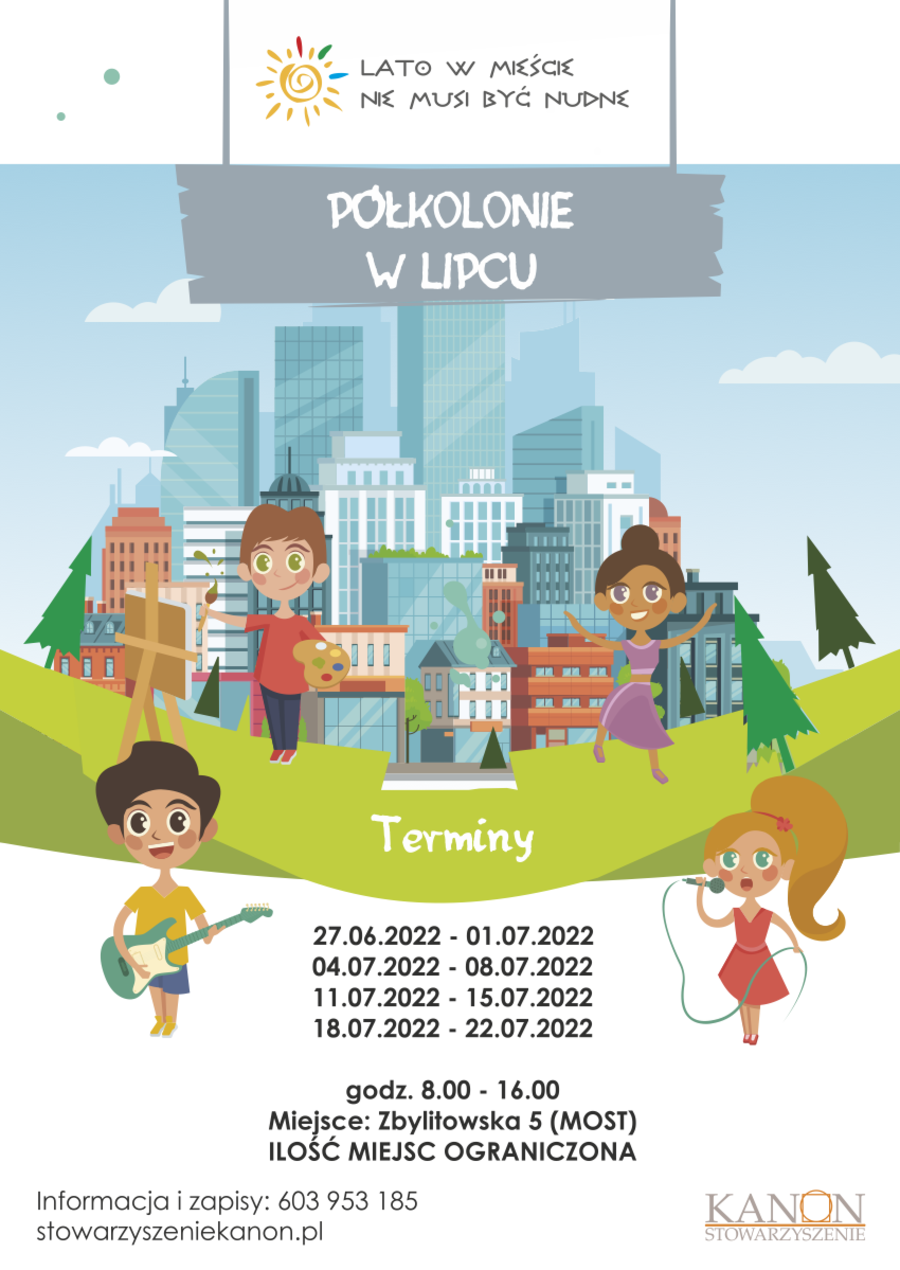 Plakat półkolonii Stowarzyszenia Kanon