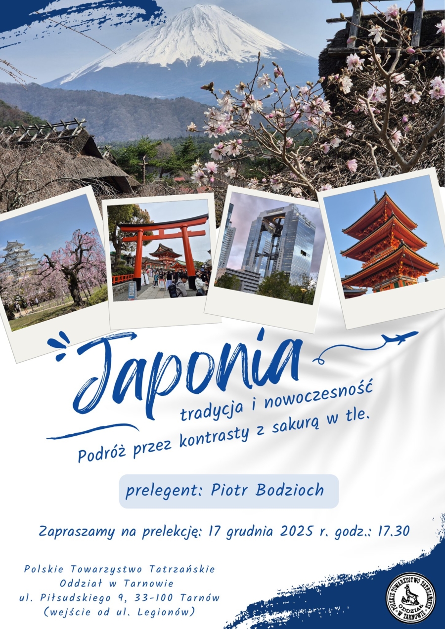 Plakat prelekcji o Japonii w PTT