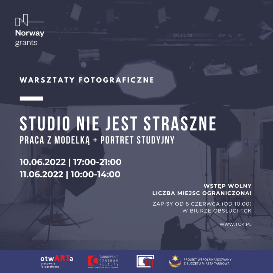 Plakat warsztatów fotograficznych "Studio nie jest straszne"