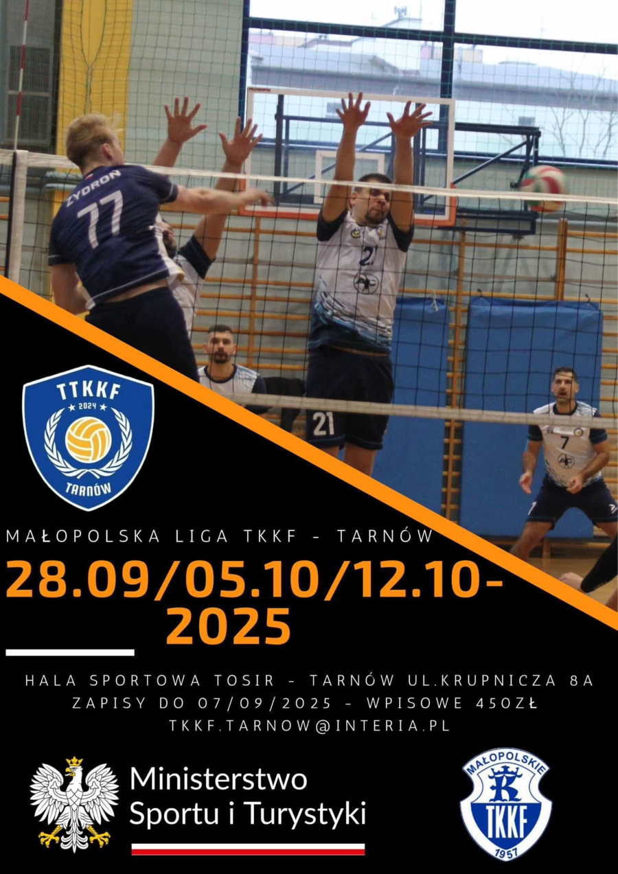 Plakat Małopolskiej Ligi TKKF w siatkówce