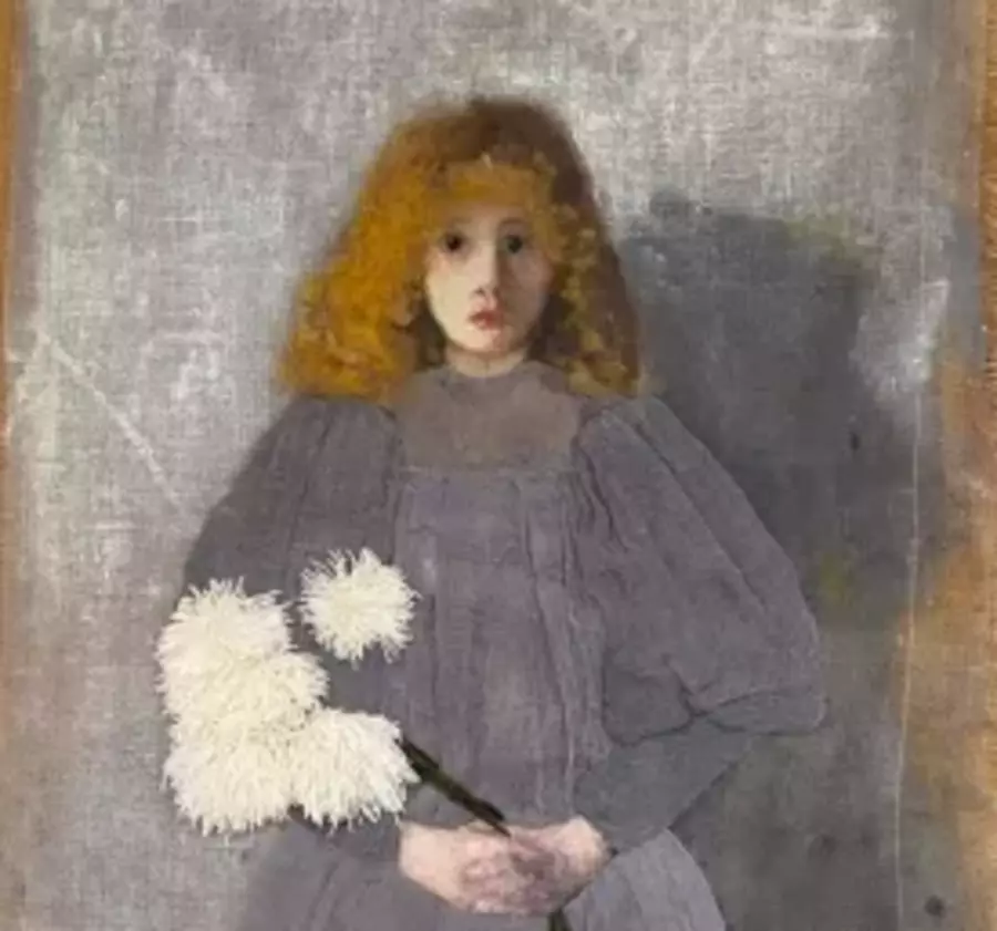 Praca Rebeki Sowy - interpretacja obrazu Olgi Boznańskiej "Dziewczynka z chryzantemami"