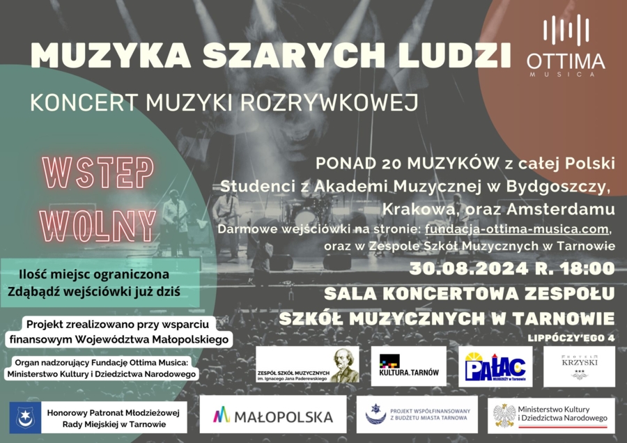 Plakat koncertu "Muzyka szarych ludzi"