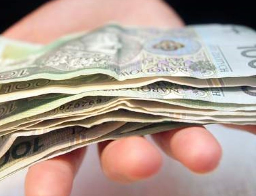 ręka z polskimi banknotami