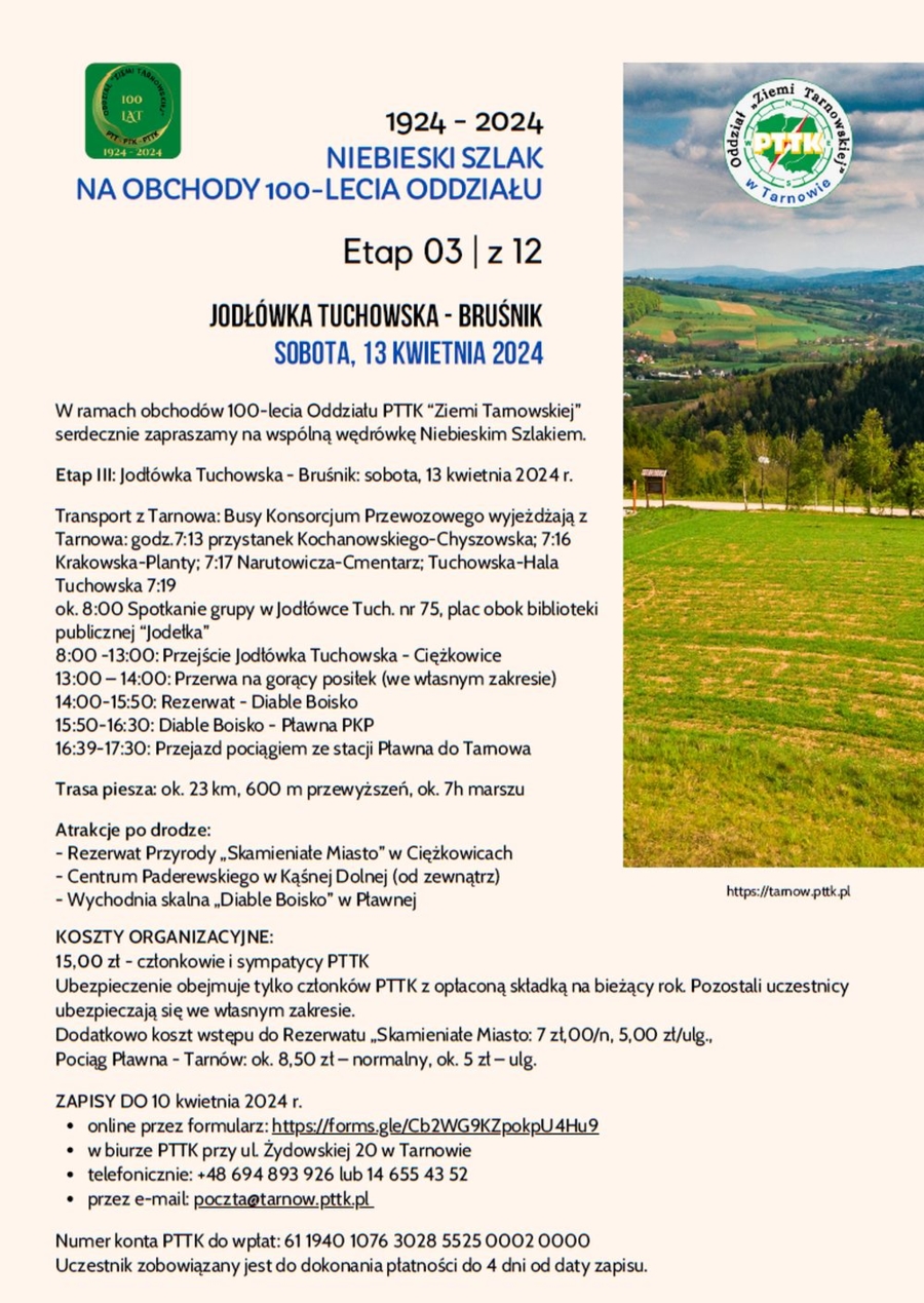 Plakat trzeciego etapu wędrówki długodystansowym szlakiem niebieskim