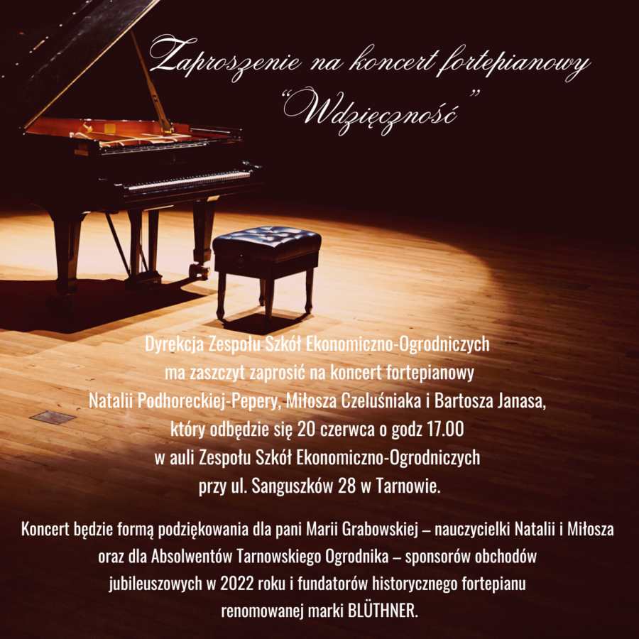 Zaproszenie na koncert "Wdzięczność"