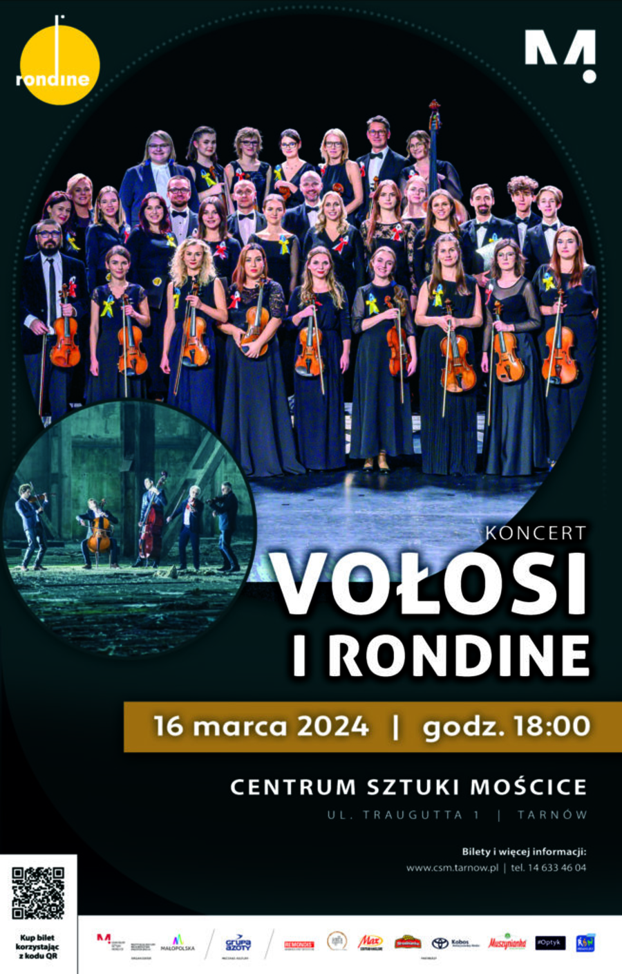 Plakat koncertu "Vołosi i Rondine"