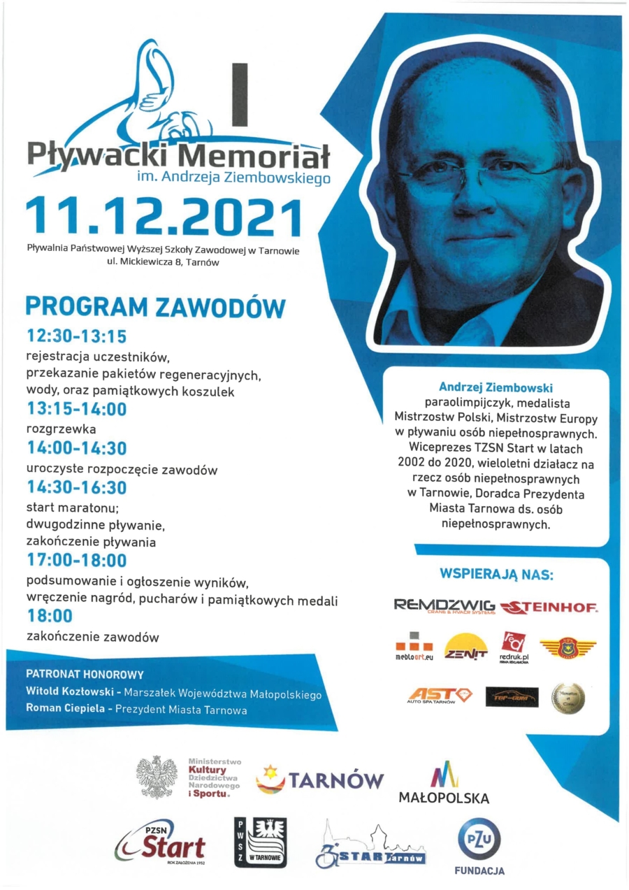 Plakat I Pływackiego Memoriału im. Andrzeja Ziembowskiego