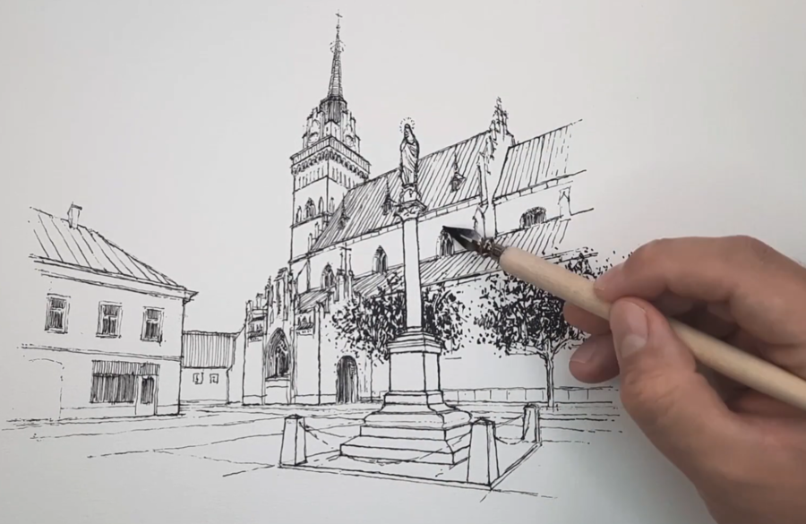 Plakat warsztatów rysunkowych z neogotyku