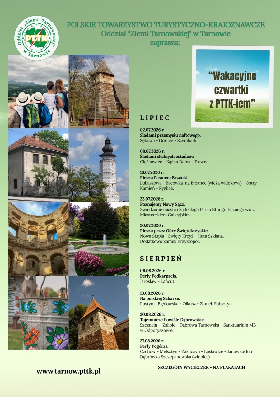 Plakat "Wakacyjnych Czwartków z PTTK-iem"