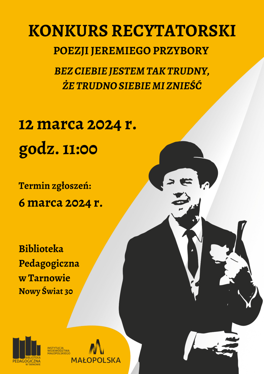 Plakat konkursu recytatorskiego poezji Jeremiego Przybory