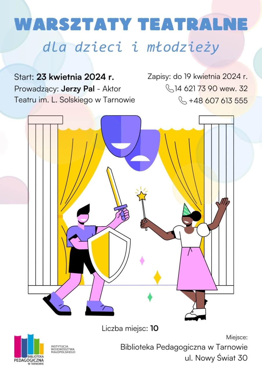 Plakat warsztatów teatralnych z Jerzym Palem