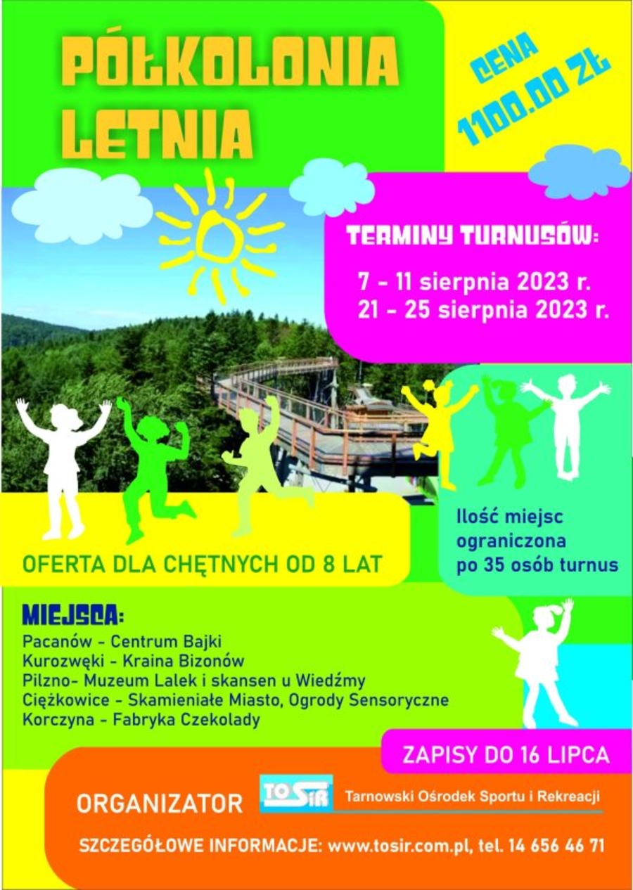 Plakat półkolonii z TOSiR-em