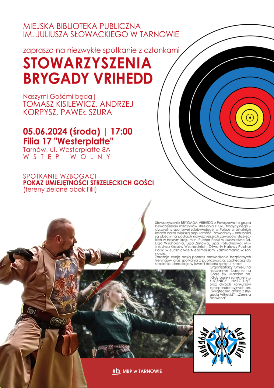 Plakat spotkania z członkami Stowarzyszenia Brygady Vrihedd