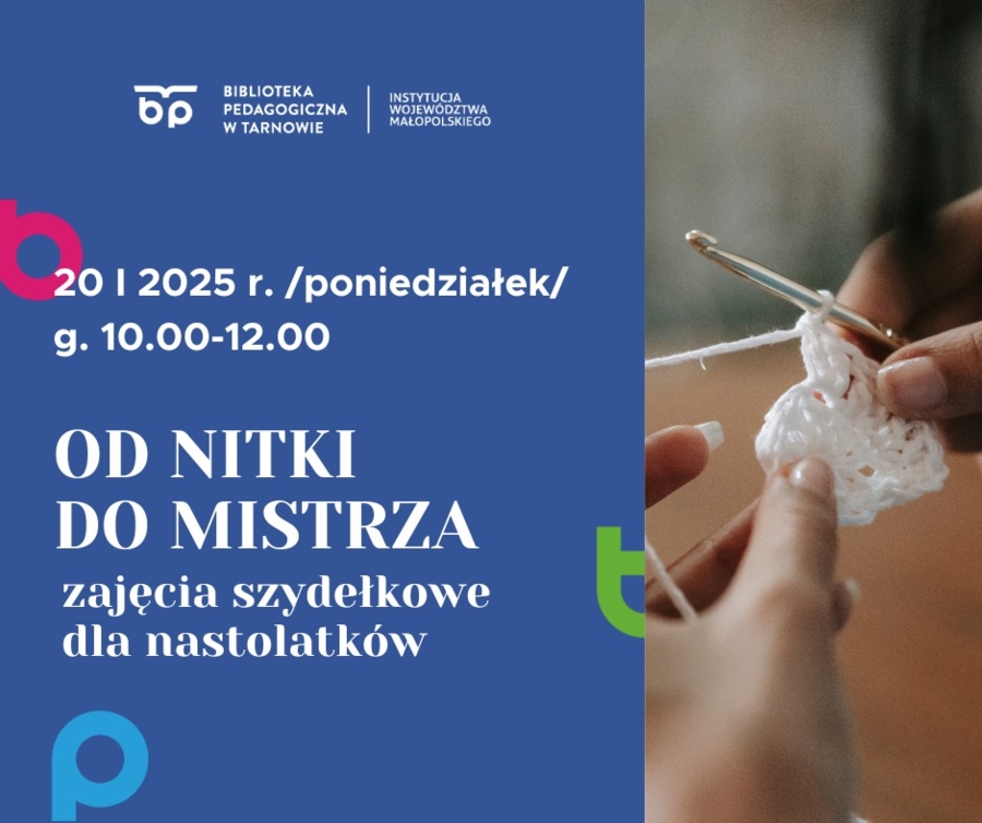Plakat zajęć szydełkowych dla nastolatków