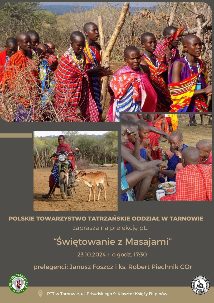 Plakat prelekcji "Świętowanie z Masajami"