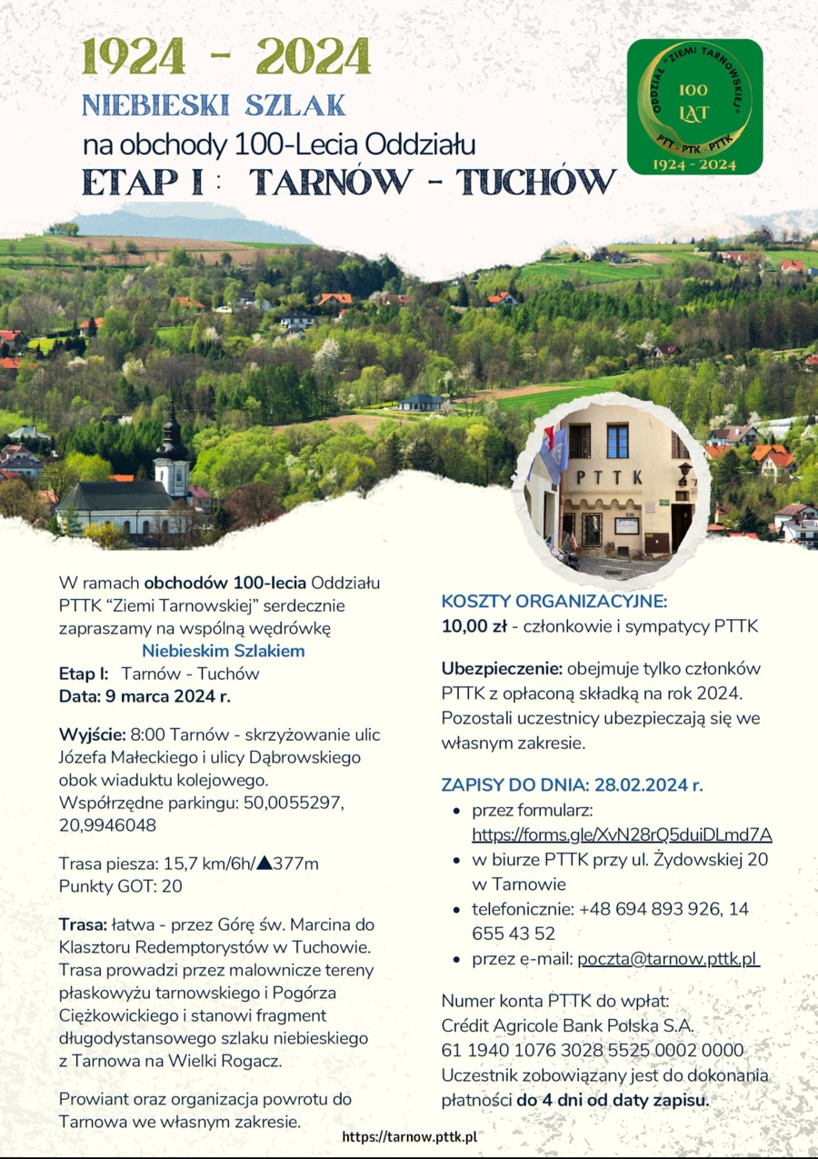 Plakat wspólnej wędrówki niebieskim szlakiem